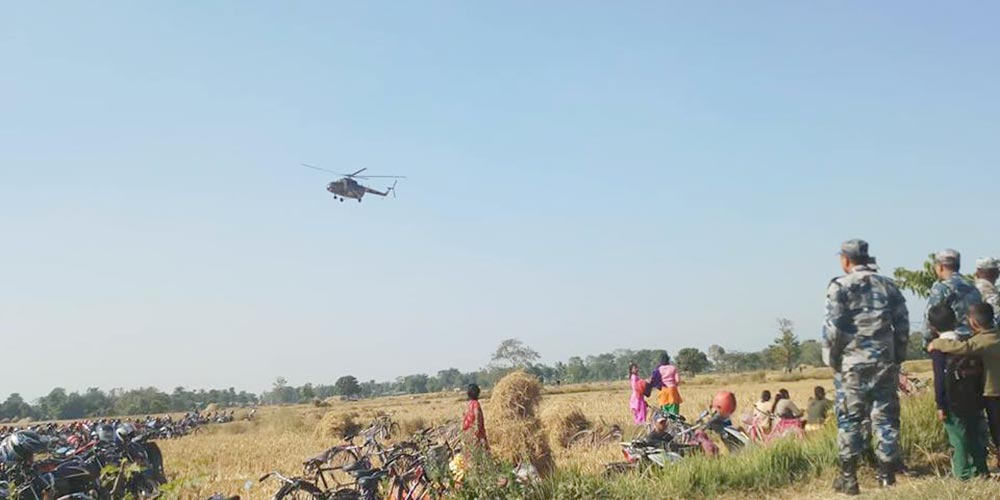 राष्ट्रपति भण्डारीले हेलिकप्टरबाटै अवलोकन गरिन् कोदो, मकै र गहुँ खेती