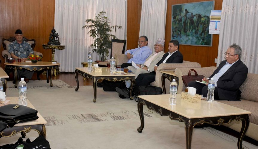 बालुवाटारमा नेकपाका शीर्ष नेताहरु भेला, सांगठनिक एकता टुँगो लाग्ने